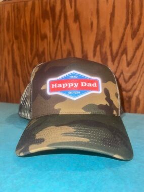 Happy Dad camo trucker SnapBack with USA pin - brand new- nwot